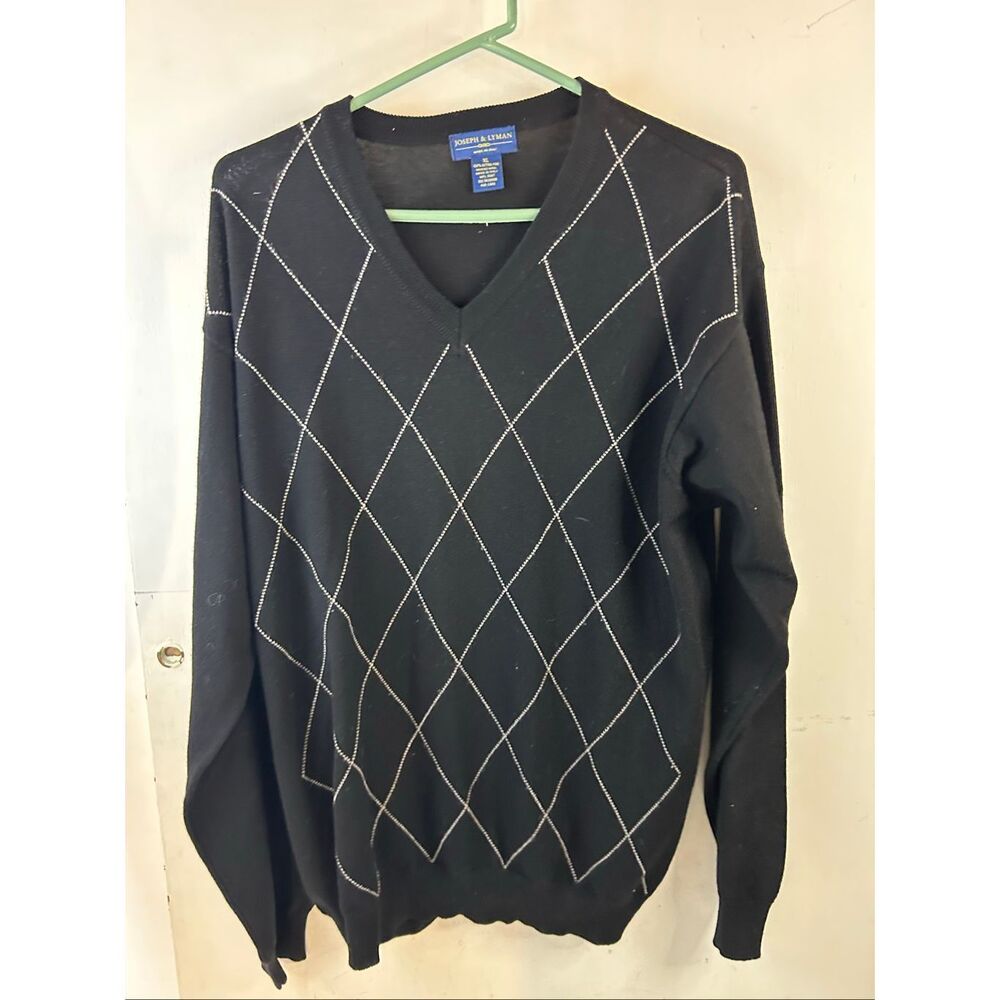 Joseph & Lyman extra fine‎ merino wool black and gray sweater